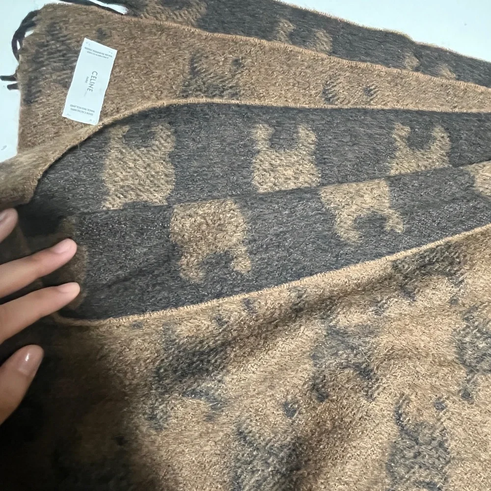 Celine Houndstooth Brown and Black Scarf